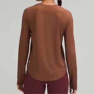 Lululemon High-Neck Running & Training Long Sleeve Shirt in Roasted Brown